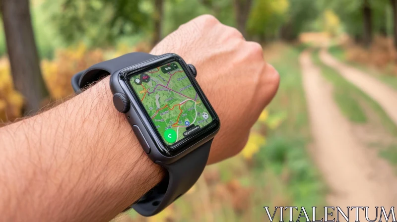 Discover the Serene Beauty of a Forest with an Apple Watch Map AI Image