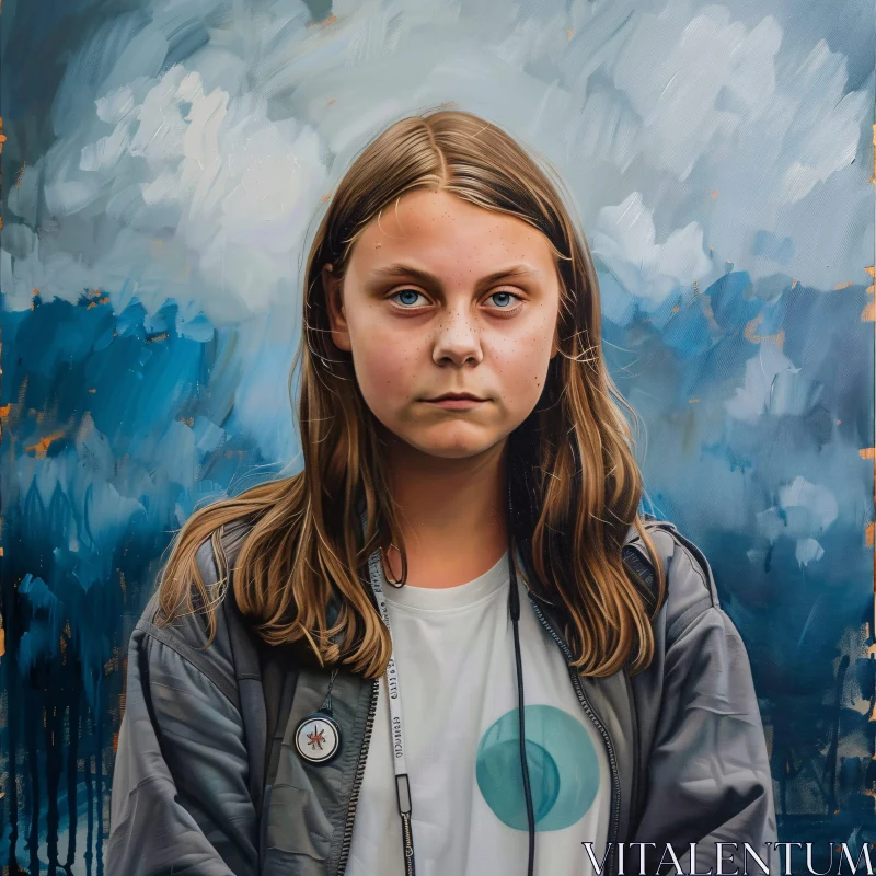 AI ART Portrait of Environmental Activist Greta Thunberg