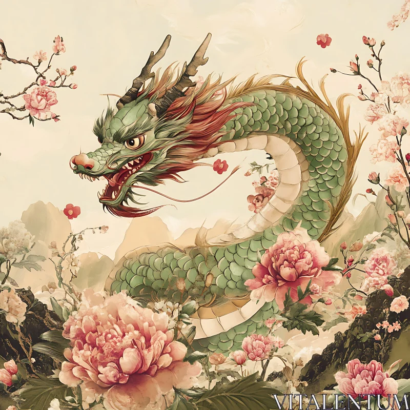 AI ART Floral Dragon Art