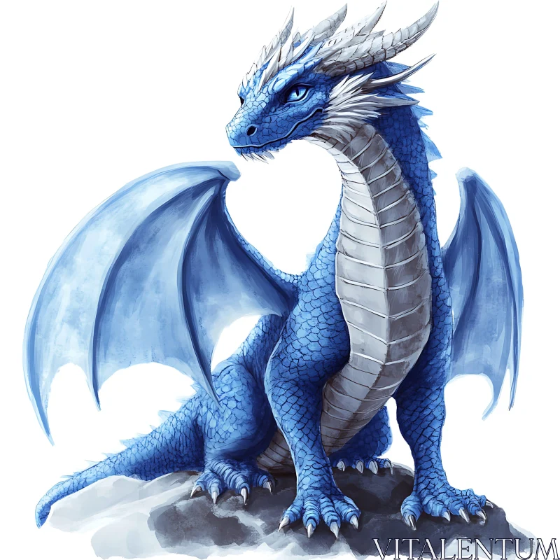 AI ART Blue Dragon on Rock