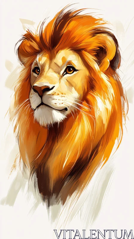 Regal Lion Portrait Art AI Image