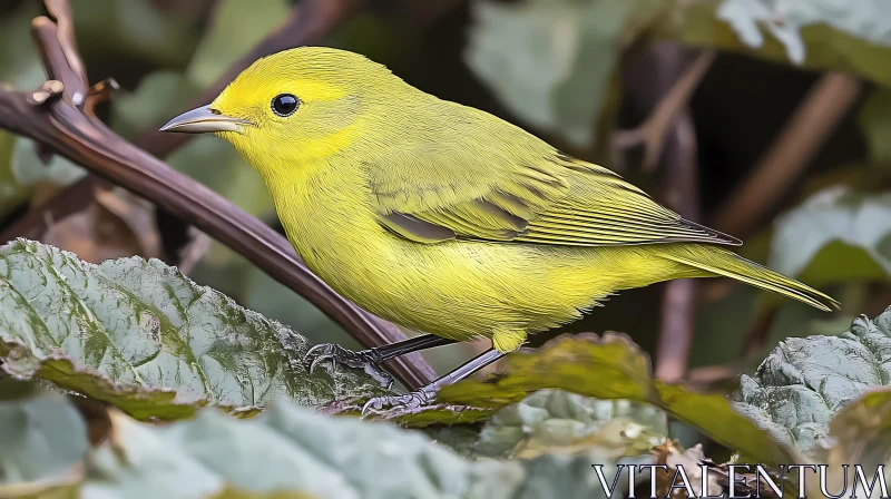 Vibrant Yellow Bird in Nature AI Image