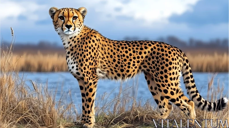 Cheetah in Grassland Habitat AI Image