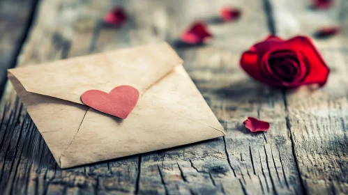 Heartfelt Letter and Rose Still Life