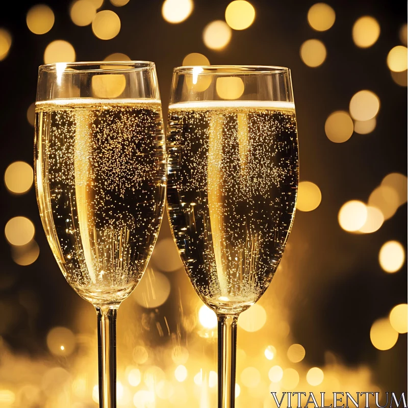 Bubbles in Gold: A Champagne Toast AI Image