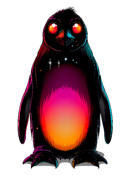 Glowing Penguin Print POD Design