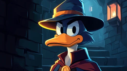 Cartoon Duck in Detective Gear