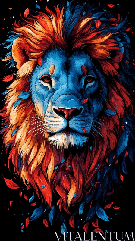 AI ART Artistic Lion Face in Colorful Swirls