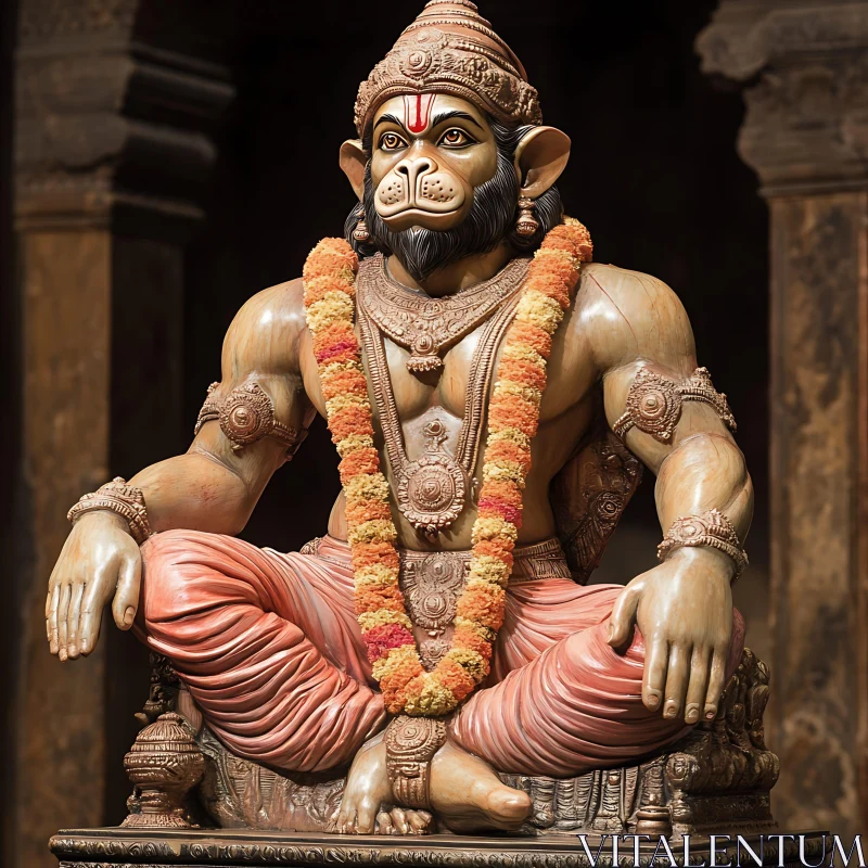 Meditative Hanuman Sculpture AI Image