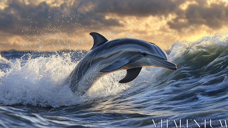 AI ART Sunset Dolphin Leap