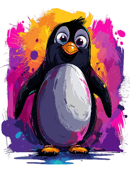 Colorful Penguin Graphic Tee POD Design