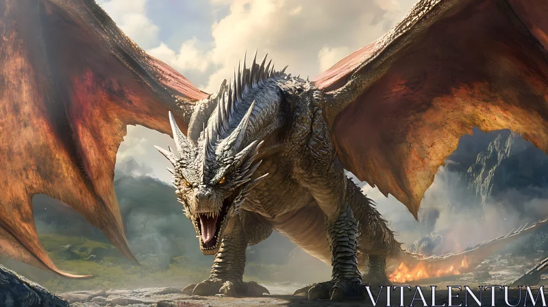 Epic Dragon with Fiery Wings AI Image