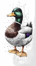 Colorful Mallard Duck Drawing