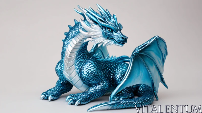 AI ART Shimmering Blue Dragon Sculpture