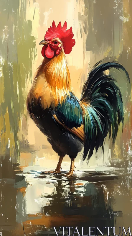 Vivid Rooster Painting AI Image