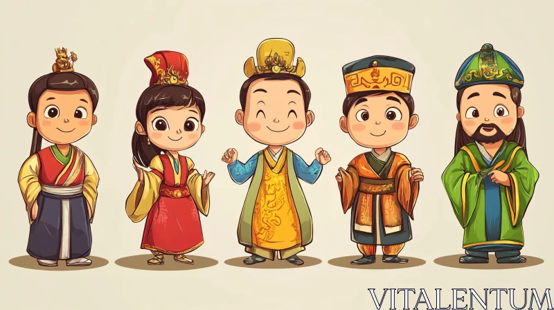 AI ART Cartoon Kids in Cultural Costumes