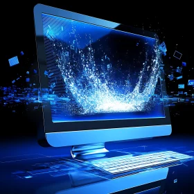 Innovative Blue Futuristic Computer and Digital Elements