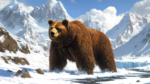 Brown Bear in Mountain Landscape