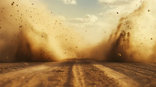 Earthy Road Scene with Suspended Dust
