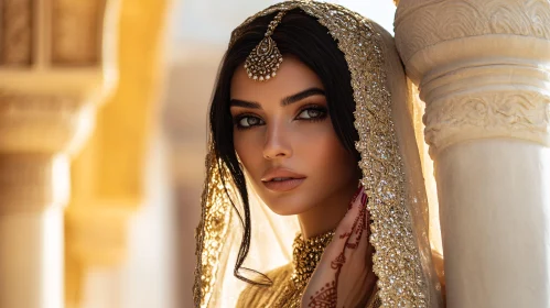 Golden Veil Beauty: A Portrait of Elegance