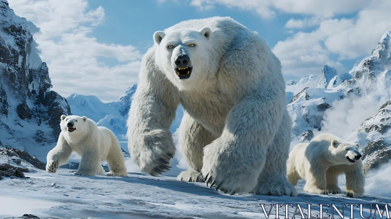 Arctic Bears Roaming the Ice AI Image