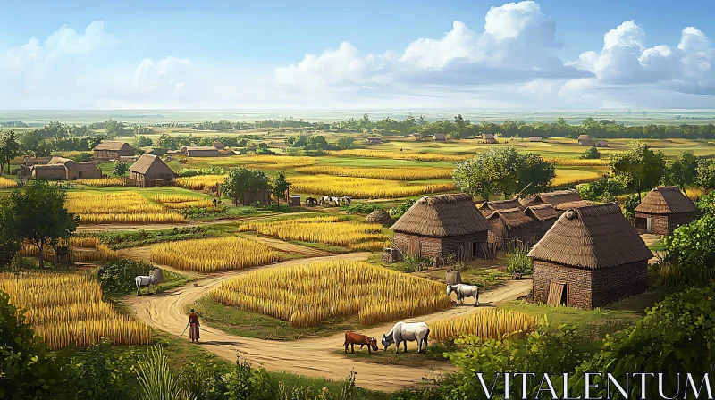 AI ART Golden Fields Village View