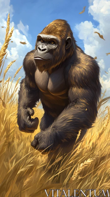 Gorilla in Wheat AI Image