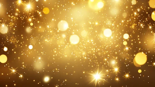 Abstract Gold Glitter and Starry Light