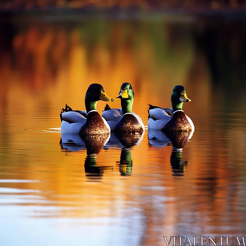 Three Ducks Swimming AI Image