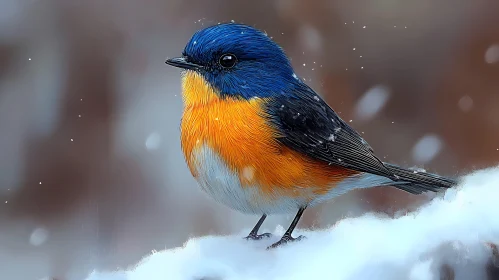 Vivid Bird in Winter Scene