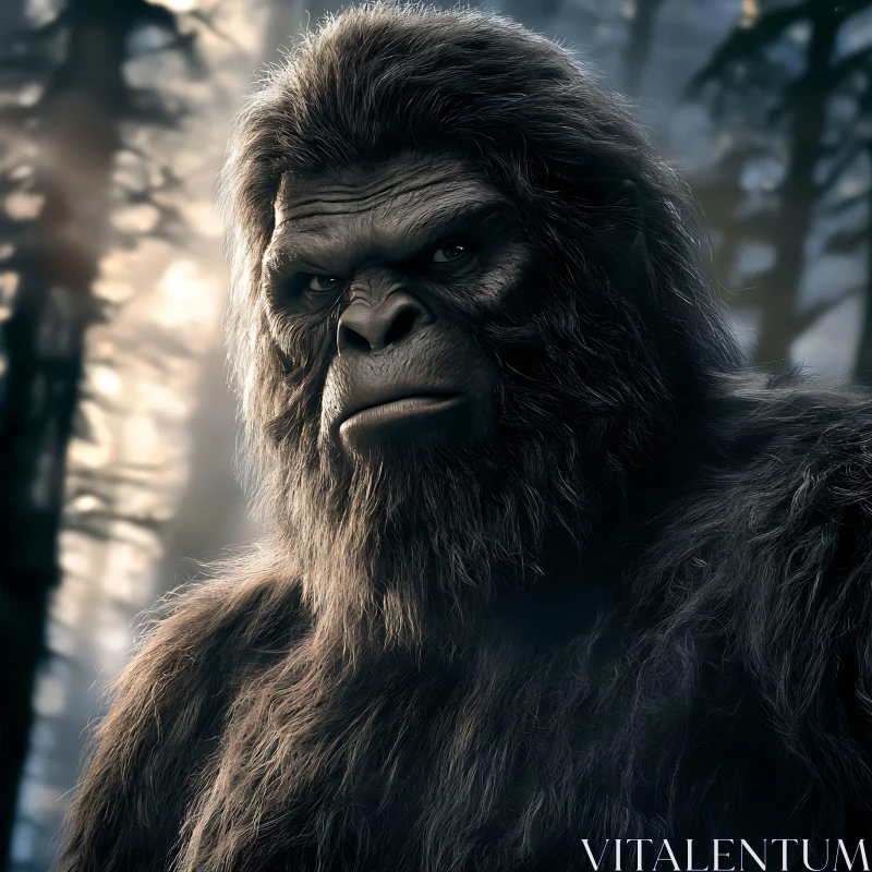 Sasquatch in Woodland AI Image