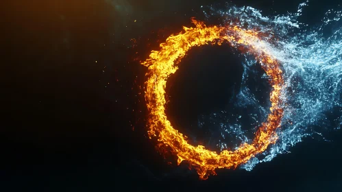 Harmonious Circle of Fire and Water in Abstract Art