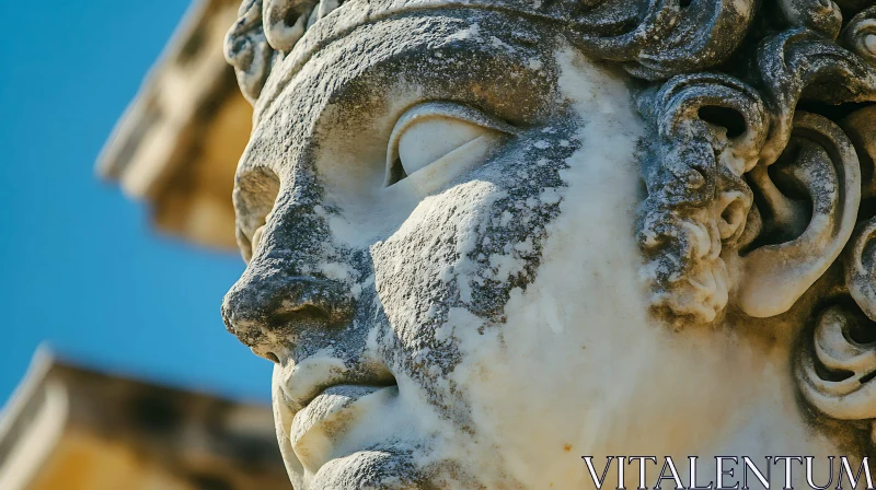 Weathered Stone Sculpture Profile View AI Image