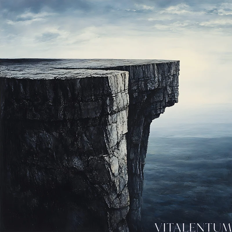 AI ART Seascape Cliff Edge: Tranquil Ocean View