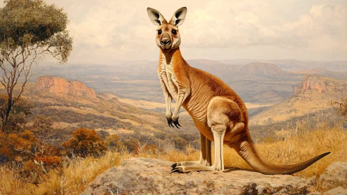 Kangaroo in Vast Australian Landscape