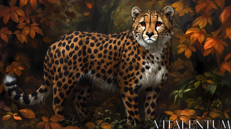 Autumn Forest with Majestic Cheetah AI Image