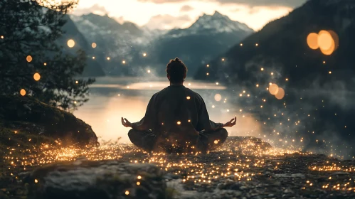 Meditative Pose in Mountain Landscape