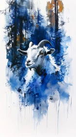 Wild Goat in Blue Tones