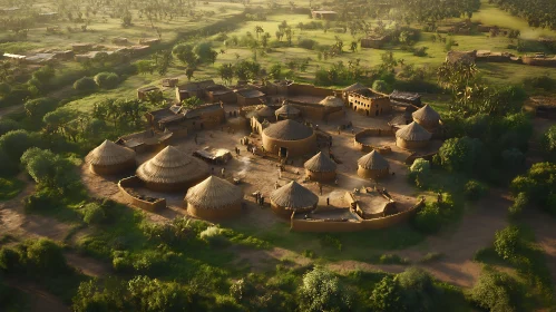 Thatched Huts Village From Above