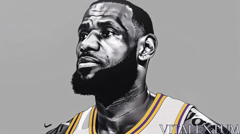 Intricate Portrait of LeBron James AI Image