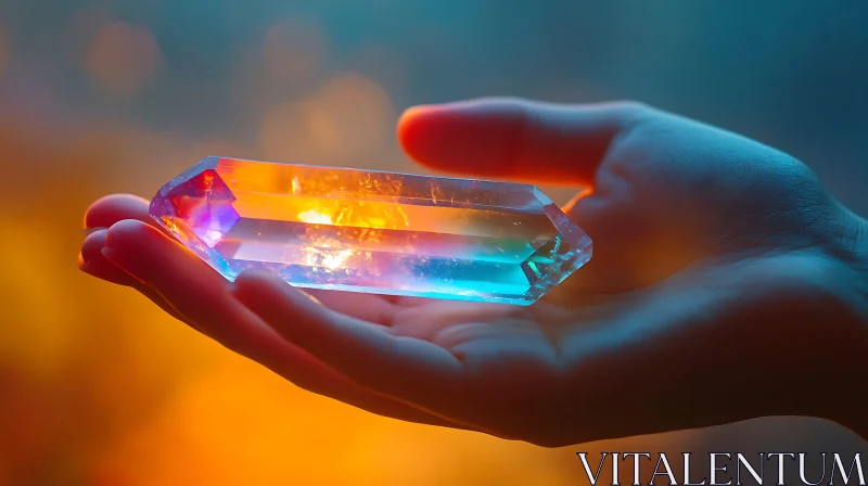 AI ART Radiant Crystal Held in Palm