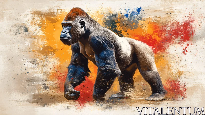 Majestic Gorilla with Vibrant Colors AI Image