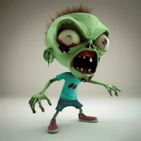 3D Rendered Image of a Cartoonish Zombie Boy