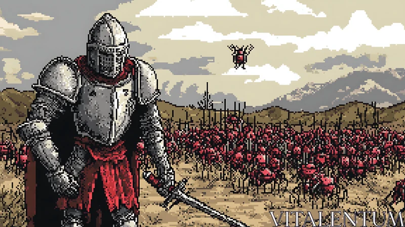 AI ART Armored Knight in Pixel Art Style