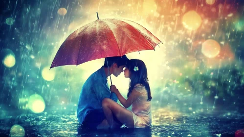 Love in the Rain: Intimate Couple Moment