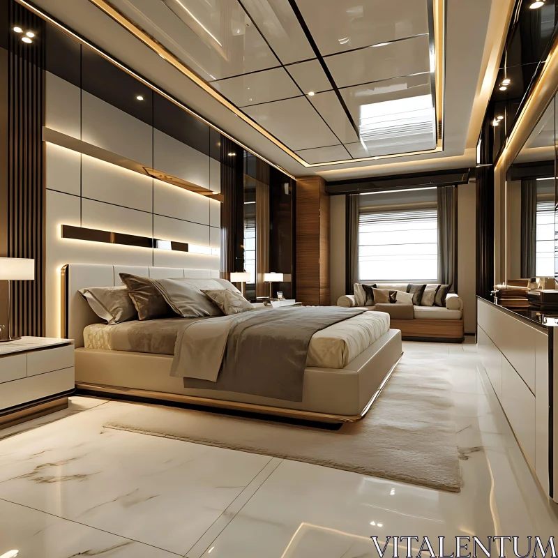 Elegant Contemporary Bedroom Decor AI Image