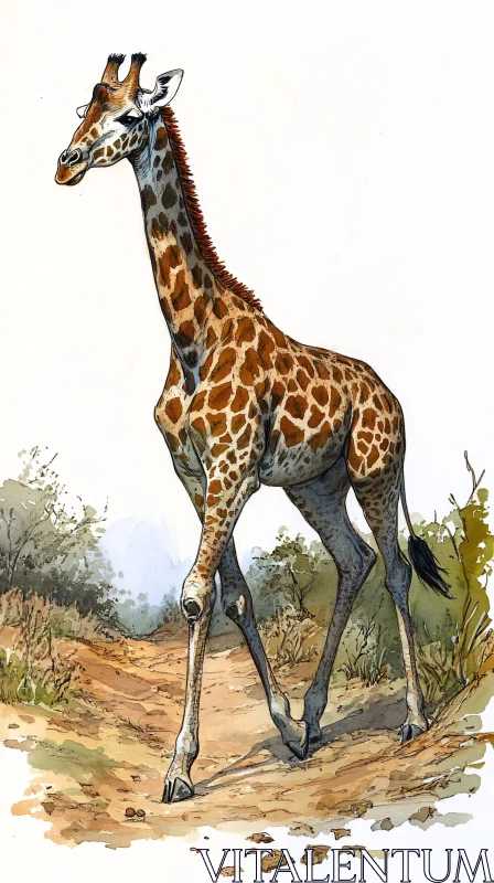 AI ART Artistic Representation of a Safari Giraffe