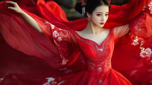 Lady in Red Gown