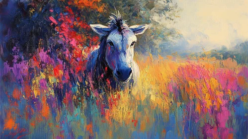 Impressionistic Cow in Vibrant Field