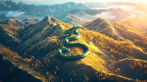 Serpentine Dragon on Golden Peaks